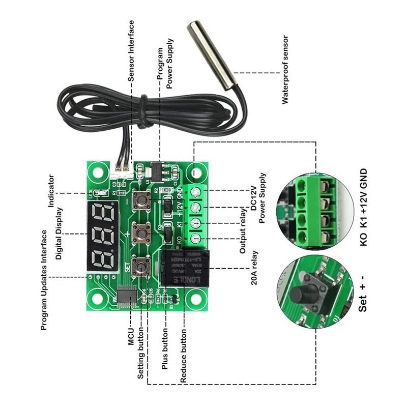 TM&W Digital Thermostat W1209 High Precision Temperature Controller Acrylic Shell - Image 3