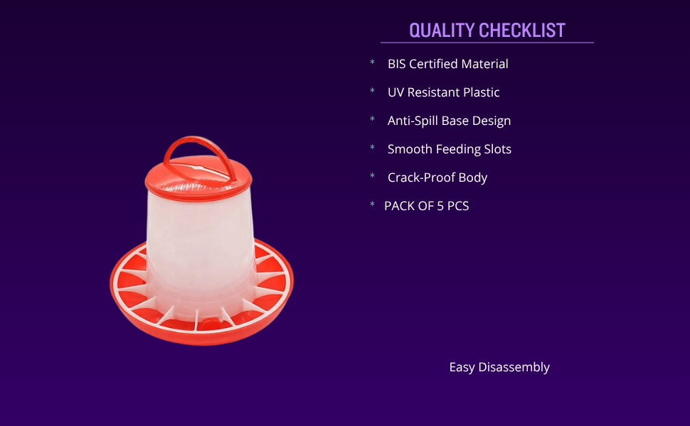 TM&W Durable 1.5 Kg Poultry Feeder Set Pack of 5 Pcs, Semi-Automatic Rust-Resistant PP Design, Easy Mounting for Chicken, Duck, Quail and Turkey - Image 5