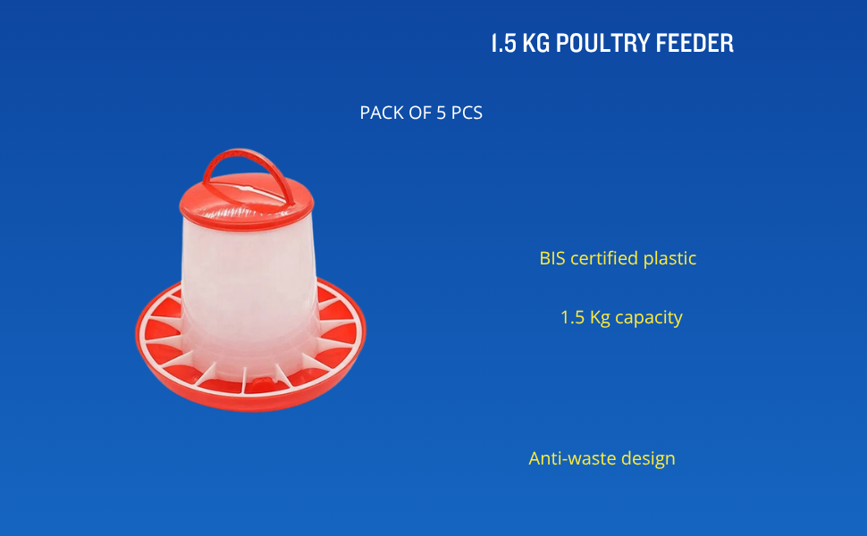 TM&W Durable 1.5 Kg Poultry Feeder Set Pack of 5 Pcs, Semi-Automatic Rust-Resistant PP Design, Easy Mounting for Chicken, Duck, Quail and Turkey - Image 4