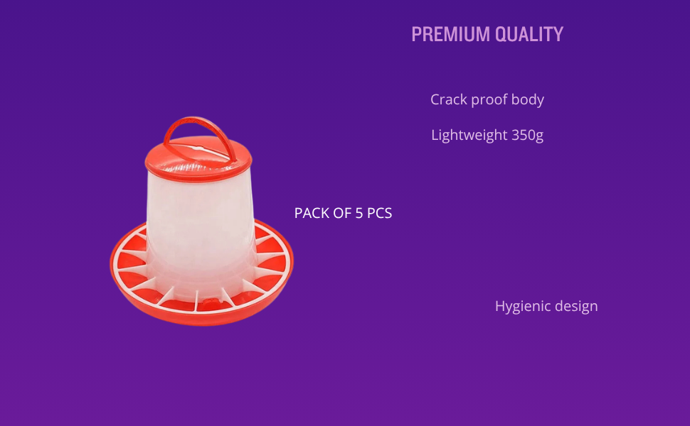 TM&W Durable 1.5 Kg Poultry Feeder Set Pack of 5 Pcs, Semi-Automatic Rust-Resistant PP Design, Easy Mounting for Chicken, Duck, Quail and Turkey - Image 2