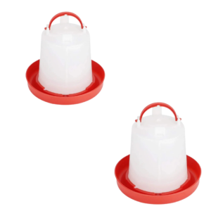 TM&W 1.5 Ltr Drinkers for Poultry Farming, Pack of 2 Pcs, Semi-Automatic Waterers with Durable Rust-Resistant PP Body, Easy-Mount Construction for Chicken, Duck, Quail, Peacock and Turkey