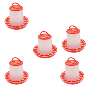 TM&W 1.5 Kg Poultry Feeders Pack of 5 Pcs, Durable Semi-Automatic Premium Quality PP Construction, Rust Resistant for Chicken, Duck, Quail and Turkey