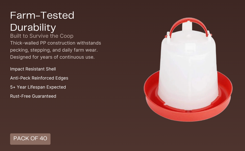 TM&W 1.5 Ltr Easy Mount Poultry Drinkers Pack of 40 Pcs, Semi-Automatic Chicken Watering Cups with Premium Durable PP Construction, Rust Resistant Design for Poultry Farming - Image 5