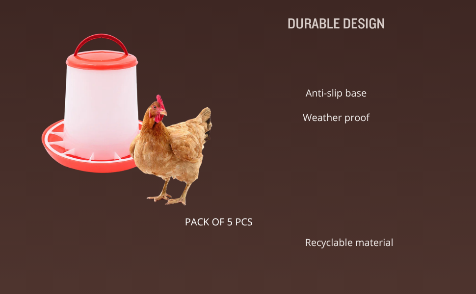 TM&W Rust-Resistant Premium 1.5 Kg Poultry Feeders Pack of 5 Pcs, Durable Semi-Automatic PP Construction for Chicken, Duck, Quail, Peacock and Turkey - Image 4