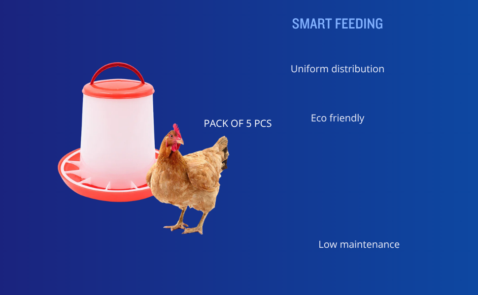TM&W Rust-Resistant Premium 1.5 Kg Poultry Feeders Pack of 5 Pcs, Durable Semi-Automatic PP Construction for Chicken, Duck, Quail, Peacock and Turkey - Image 3