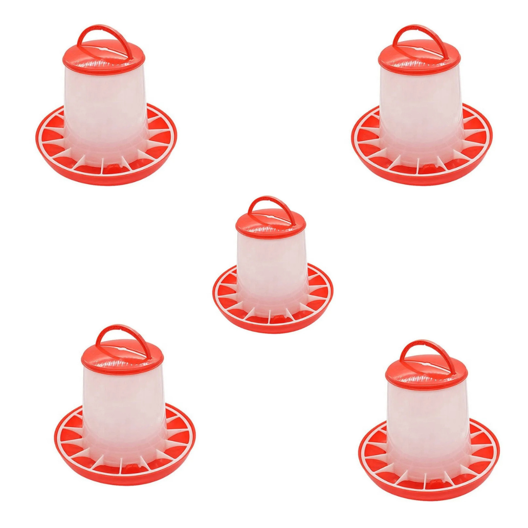 TM&W Premium Quality 1.5 Kg Semi-Automatic Feeders Pack of 5 Pcs, Durable PP Poultry Farming Equipment for Chicken, Duck, Peacock, Turkey and Quail